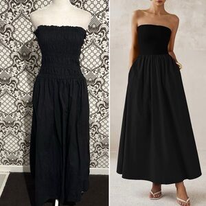 ZARA ✨ Strapless drop waist maxi dress with pockets